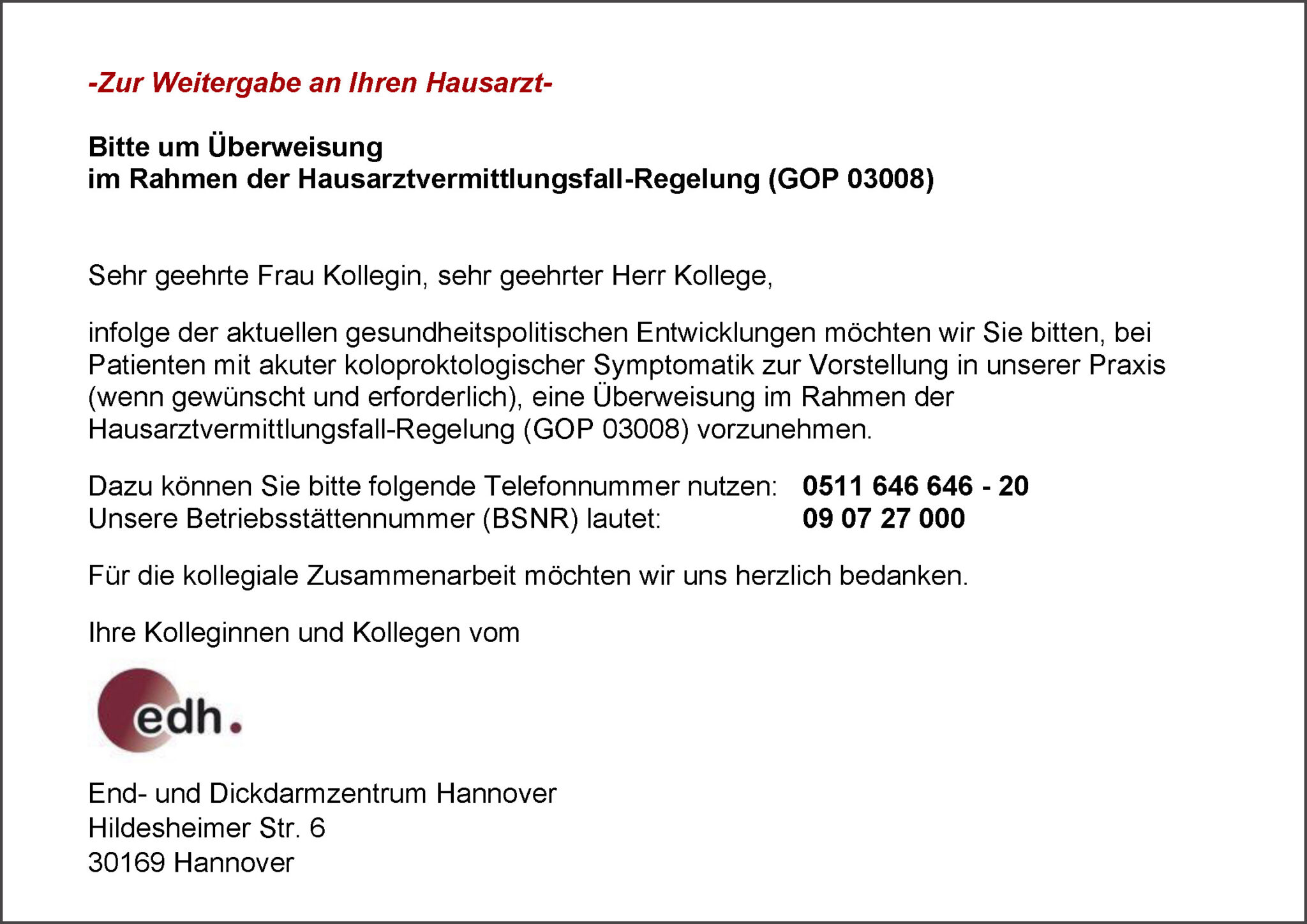 Bei akuten Beschwerden – edh – End- und Dickdarmzentrum Hannover